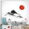 Designart - Japanese Red Moon In Traditional Sumi-e Painting III - Traditional Canvas Wall Art Print